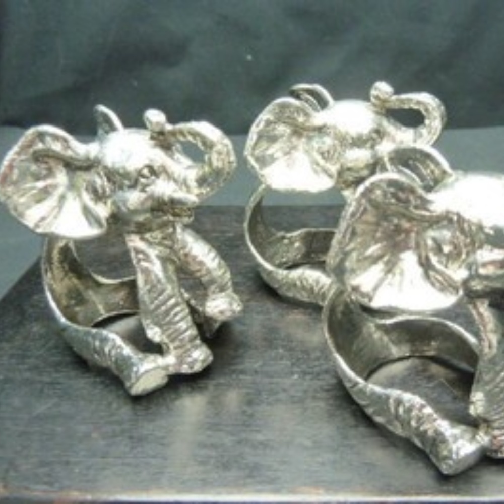 Arthur Court Elephant Napkin Rings, Set of 4